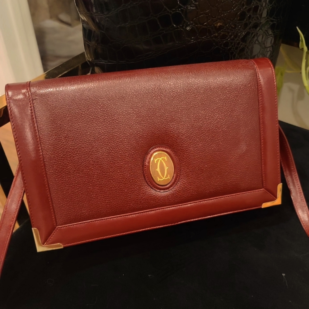 Cartier Bordeaux Leather Crossbody Bag